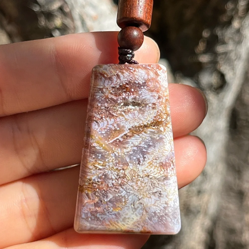 Trapezoid colorful coral jade adjustable‎ cord necklace